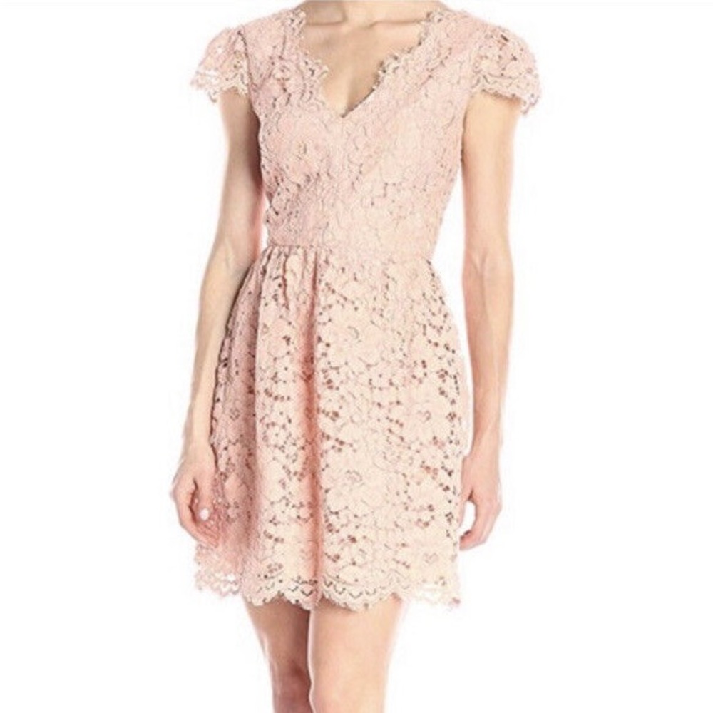 Vince Camuto Pink Lace Cap Sleeve Mini Dress